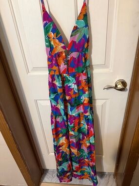 SHEIN Vibrant Tropical Multi-Color Maxi Dress